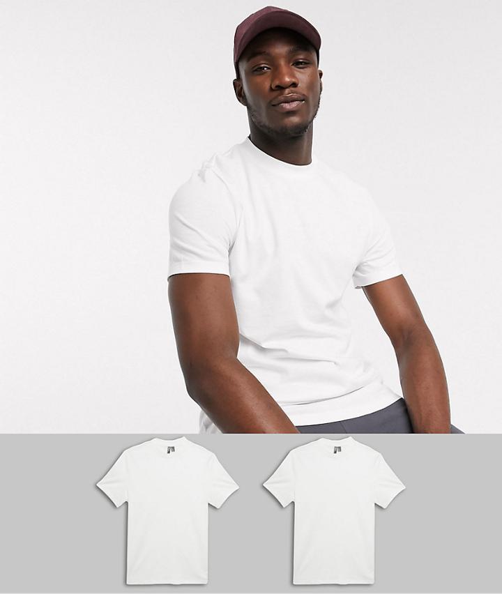Asos Design Tall 2 Pack Organic T-shirt With Crew Neck-white