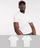 Asos Design Tall 2 Pack Organic T-shirt With Crew Neck-white