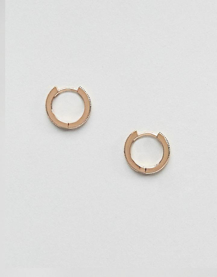 Asos Mini Engraved Hinge Hoop Earrings - Gold