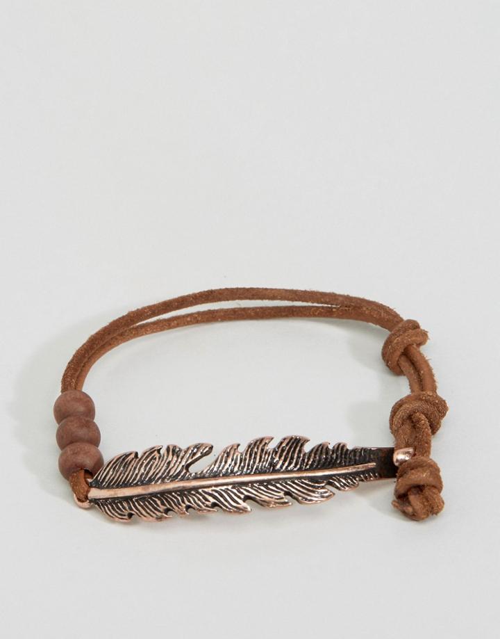 Icon Brand Feather Bracelet In Brown - Brown