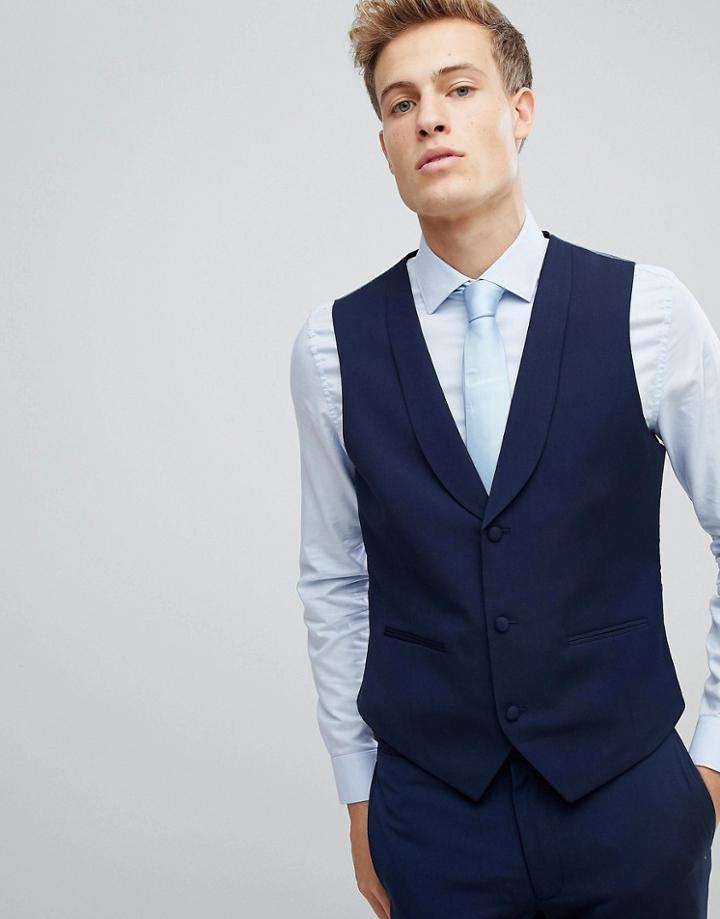 Burton Menswear Skinny Suit Vest - Navy