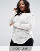 Asos Curve Top With Sketchy Swan Print - Multi
