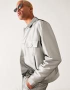 Asos Design Smart Trucker Jacket In Hi-shine Pastel Green - Part Of A Set