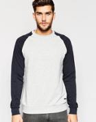 Only & Sons Sweatshirt With Contrast Raglan Sleeves - Light Gray Marl