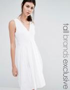Y.a.s Tall Unia Sleeveless Skater Dress - White