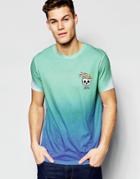 Asos T-shirt With Skull Chest Print And Bright Dip Dye Effect - White