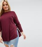 Asos Curve Tunic Top With Side Splits And Curve Hem - Purple