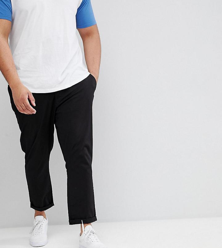 Asos Plus Tapered Chinos In Black