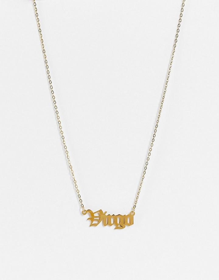 Designb London Virgo Star Sign Stainless Steel Necklace In Gold