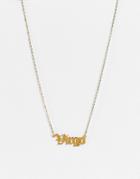 Designb London Virgo Star Sign Stainless Steel Necklace In Gold