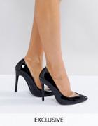 Missguided Patent Pointed Heels Court Shoe - Black