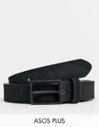 Asos Design Plus Smart Slim Belt In Black Faux Suede