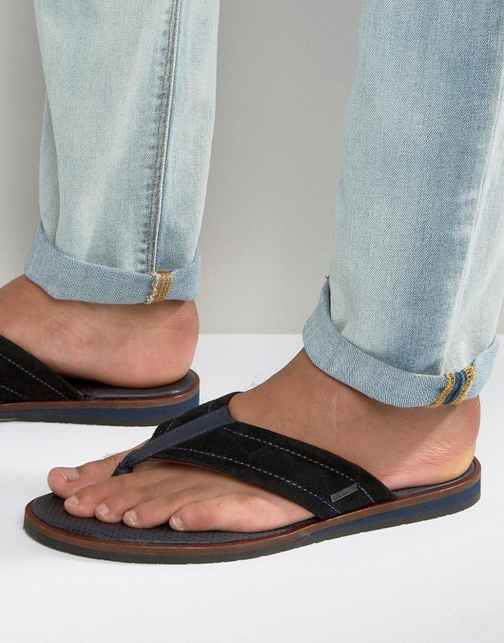 Ted Baker Bault Suede Flip Flops - Black
