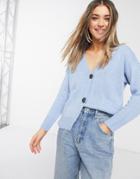 Qed London Boxy Cardigan In Cornflower Blue-blues