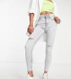 River Island Petite High Rise Sculpt Skinny Jean In Light Gray