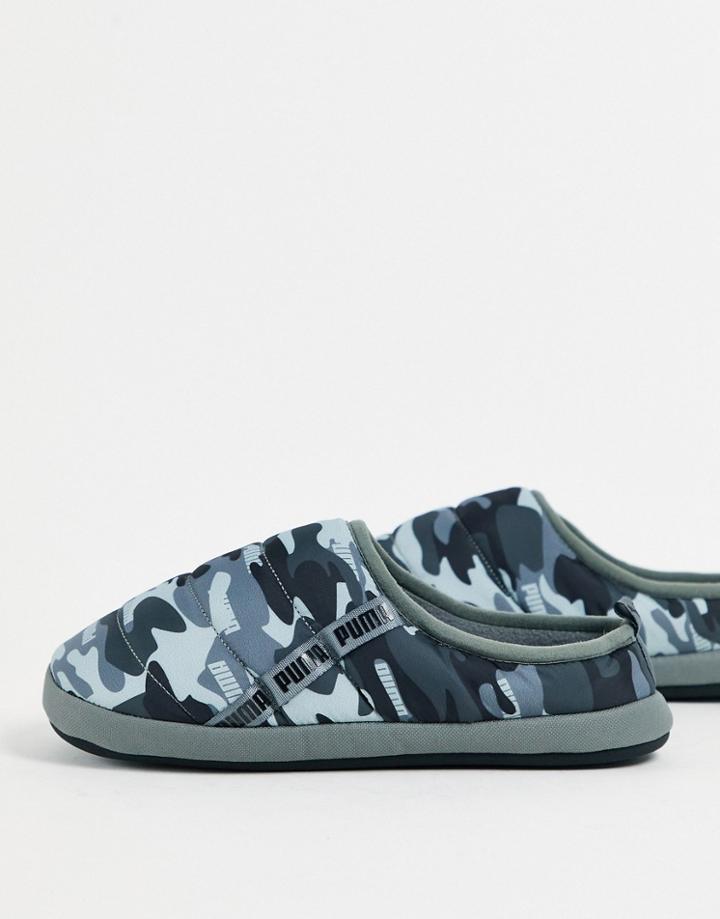 Puma Scuff Slippers In Black Camo-green