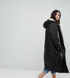 Asos Curve Fleece Lined Maxi Raincoat - Black