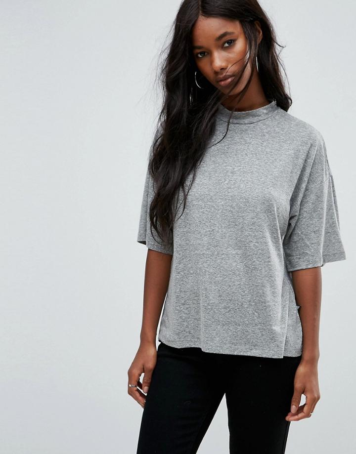 Noisy May Fran High Neck Top - Gray