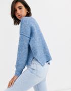 Vero Moda Fluffy Sweater With Side Split In Blue