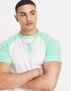 Kappa Retro Raglan T-shirt In White And Green