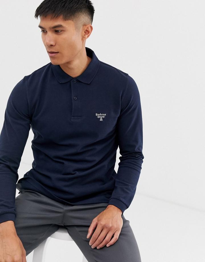 Barbour Beacon Small Logo Long Sleeve Polo In Navy