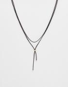 Asos Design Rope Necklace With Gold Detail In Black