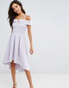 Miss Selfridge Bardot Drop Hem Scuba Dress - Purple