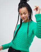 Esprit Chunky Textured Sweater In Green - Green