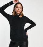 River Island Maternity Ribbed Cut Out Twist Neck Top In Black