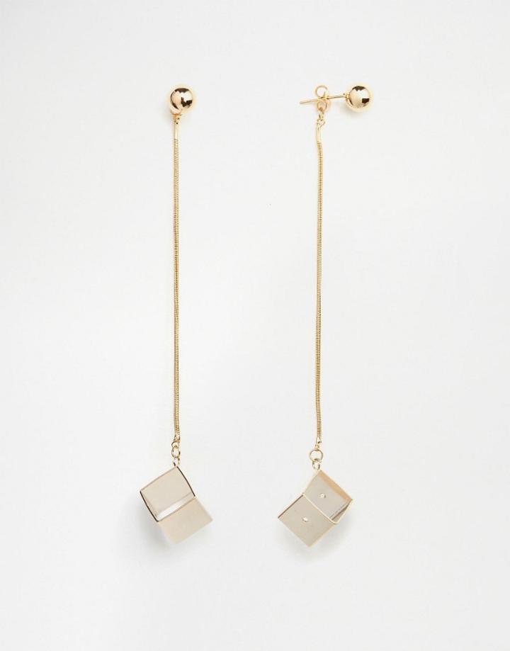 Ashiana Drop Earrings With Diamond Shape Detail - Gold