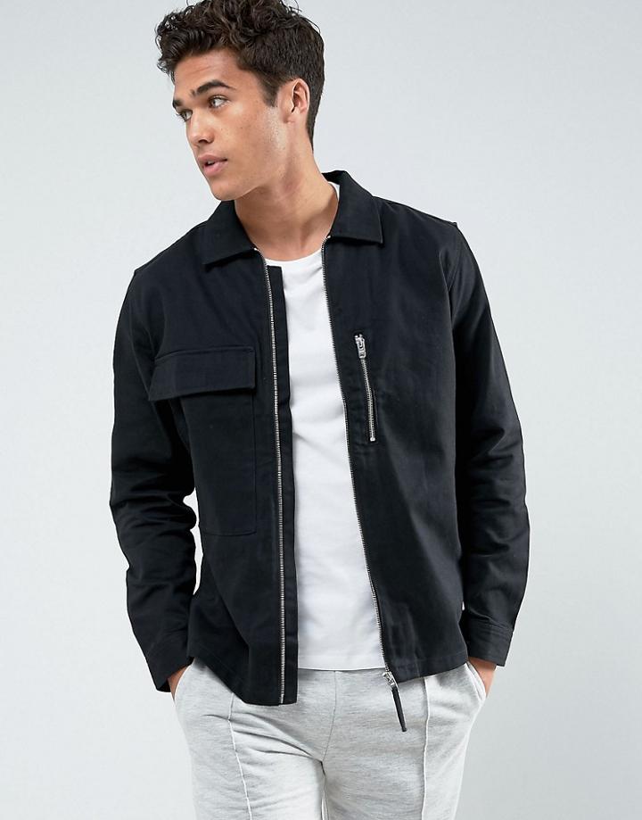 Jack & Jones Core Jacket In Twill - Black