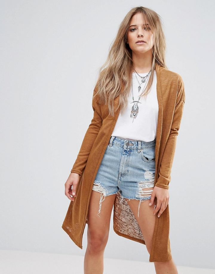 Bellfield Radda Longline Cardigan - Brown