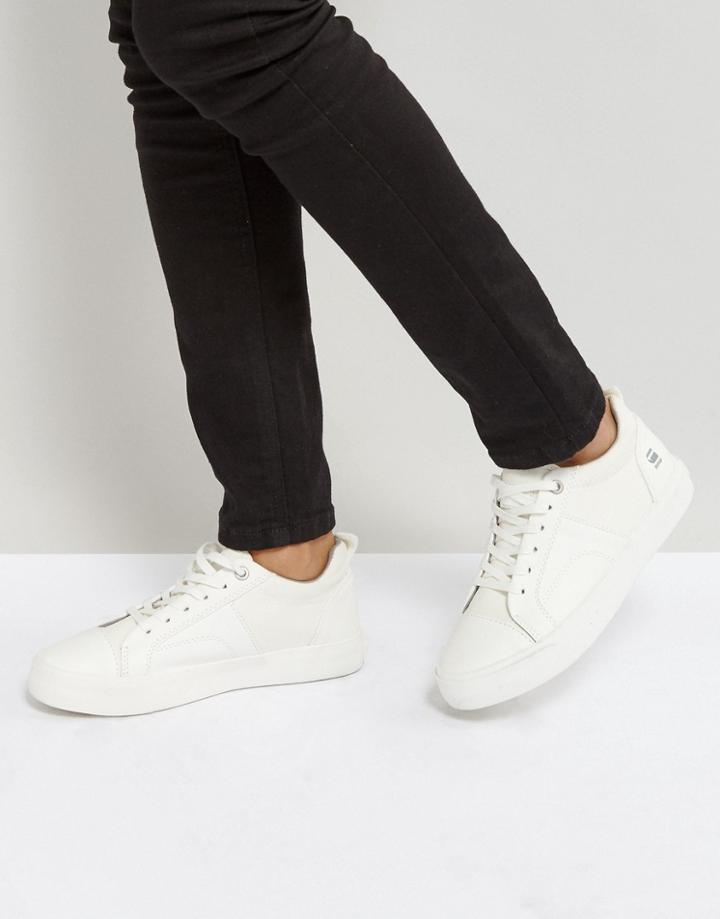 G-star Leather And Denim Mix Sneaker In All Over White - White