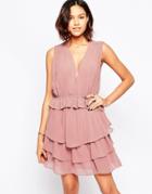 Greylin Chennai Ruffle Mini Dress - Salmon