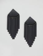 Asos Matte Metal Tassel Earrings - Black