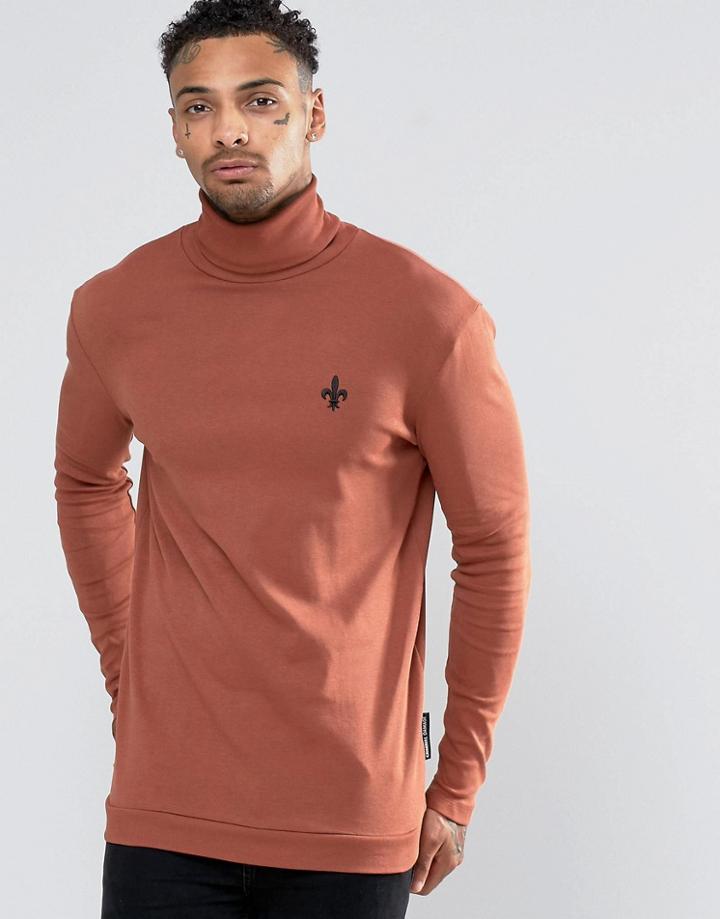 Criminal Damage Long Sleeve Roll Neck T-shirt - Orange