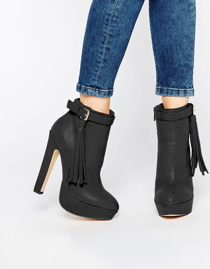 Lipsy Katie Platform Tassel Boots - Black