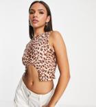 Asyou Button Down Sleeveless Tank In Leopard - Part Of A Set-multi