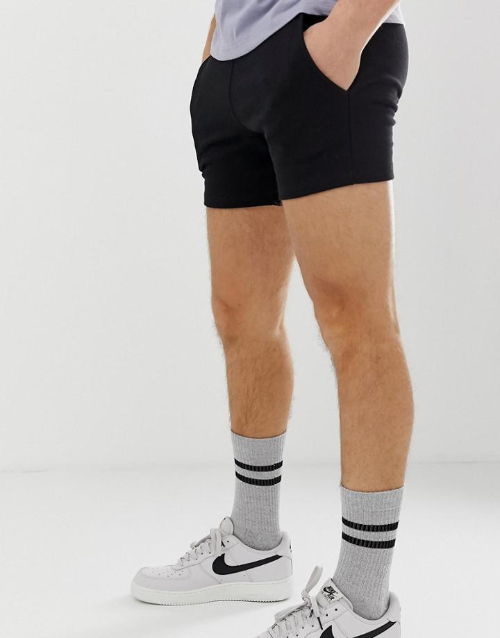 Asos Design Jersey Skinny Shorts In Shorter Length In Black - Black