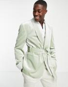Asos Design Oversized Smoking Jacket In Sage Green