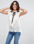 Asos Ultimate Sleeveless Ruffle Blouse - Black