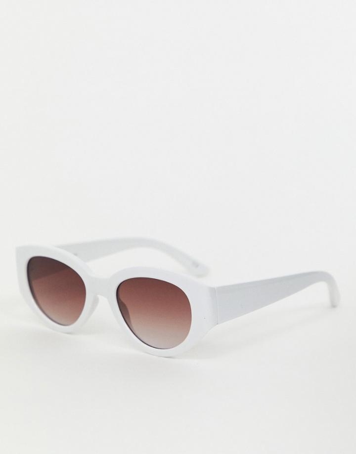 Asos Design Oval Sunglasses In White - White