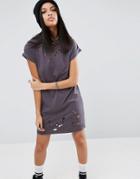 Asos T-shirt Dress With Nibbles - Gray