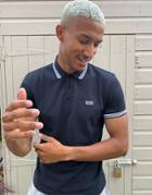 Boss Athleisure Paddy Tipped Polo In Navy