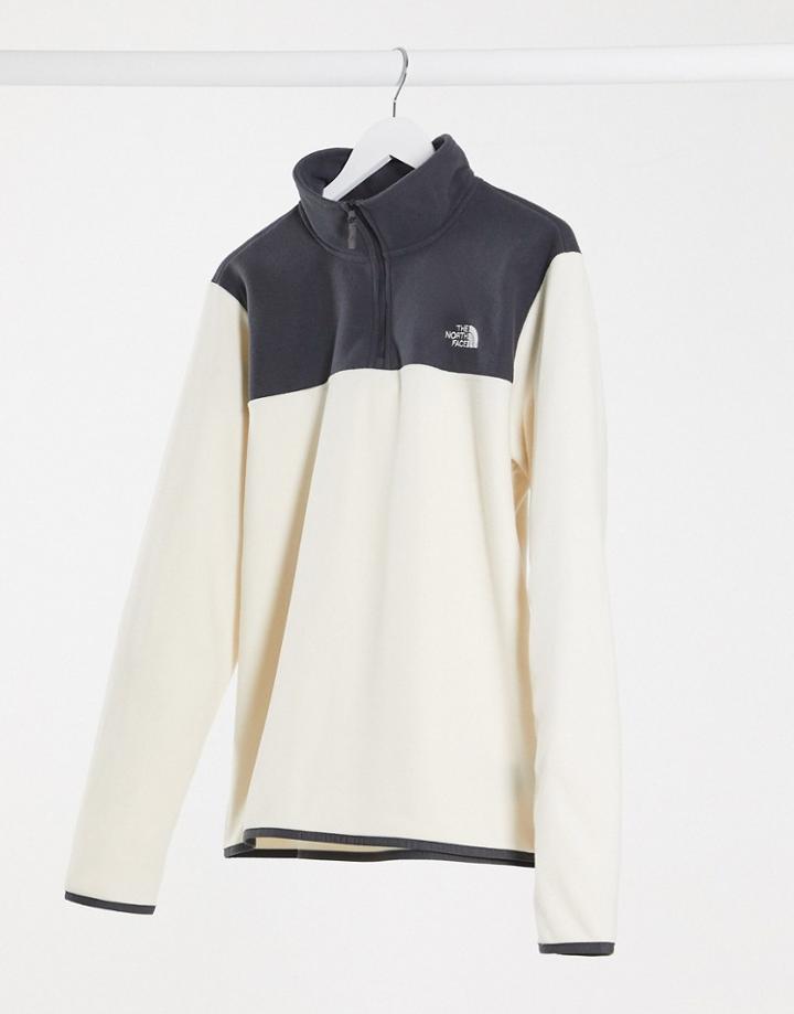 The North Face Tka Glacier 1/4 Zip Fleece In White/gray