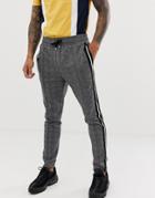 River Island Slim Smart Pants In Gray Check - Gray