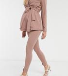 Asos Design Maternity Jersey Slim Split Front Suit Pants In Blush-pink