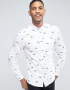 Asos Shirt In Regular Fit With Duck Print - White