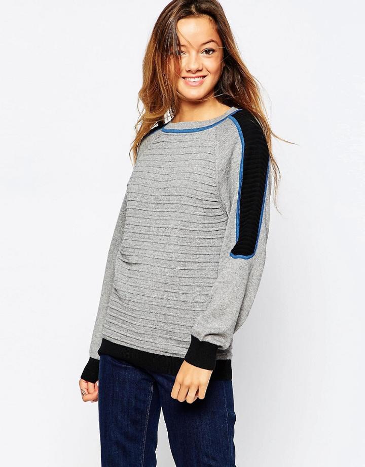 Shae Splatter Biker Sweater In Cotton Cashmere - Gray