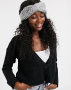 Asos Design Chunky Knit Headband In Gray